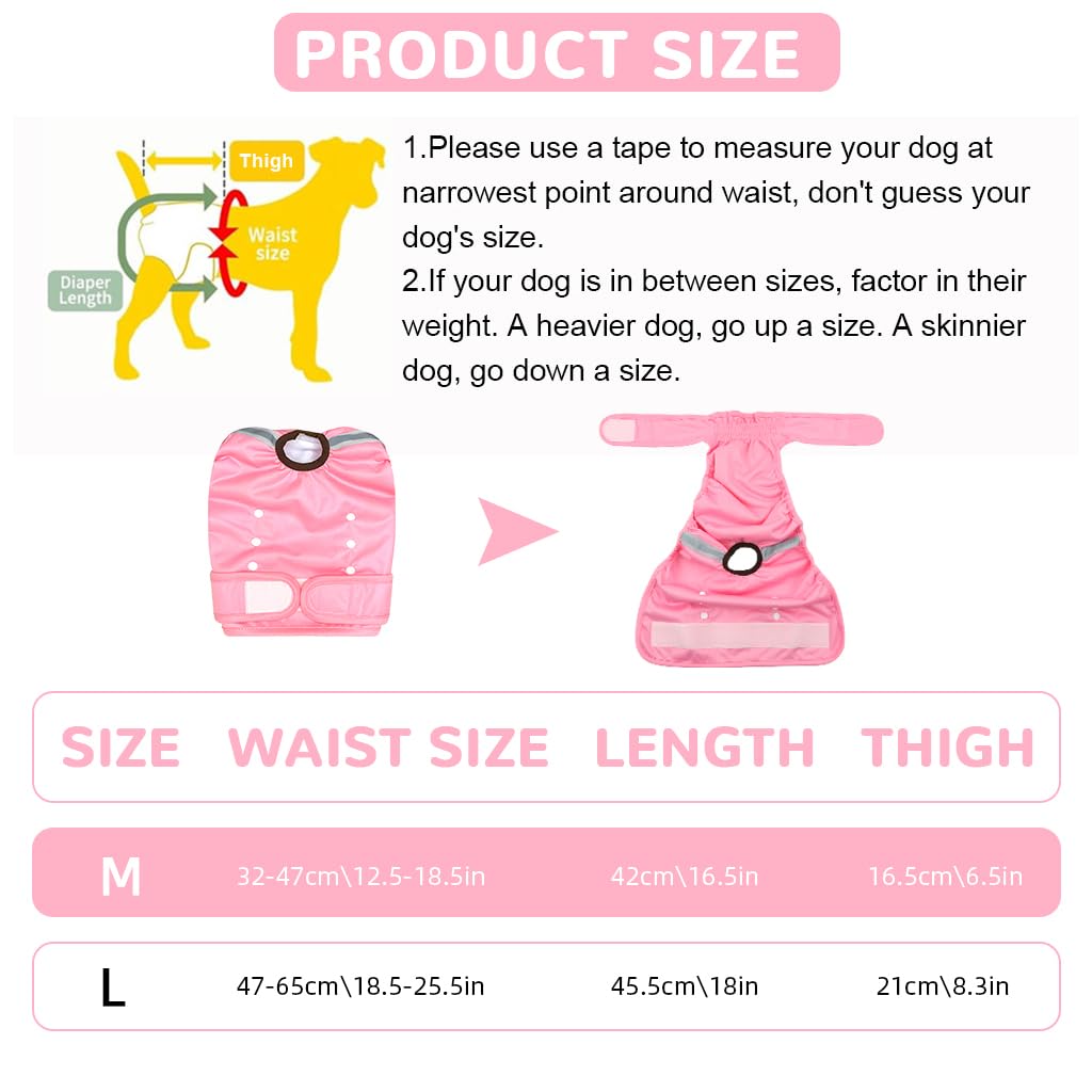 Qpets Female Dog Diapers for Heat Cycles with Reflective Strip and Elastic Waist 12.5–18.5 in