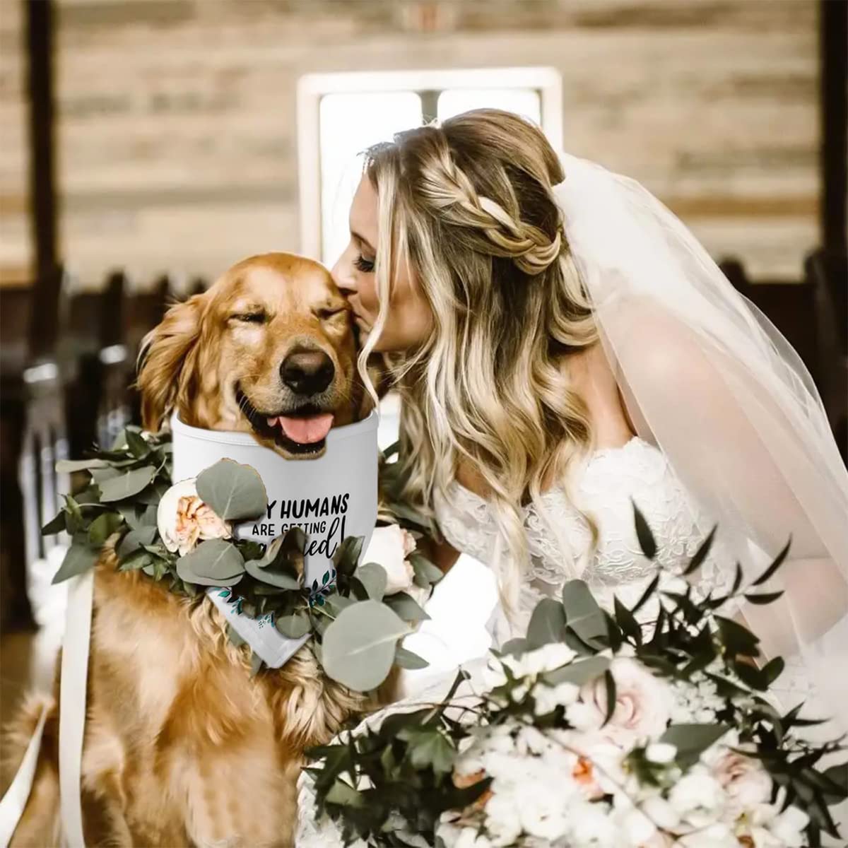 Qpets Dog Bandana Scarf for Wedding and Engagement Photos featuring 70×35×35 cm Fabric | Cat Friendly