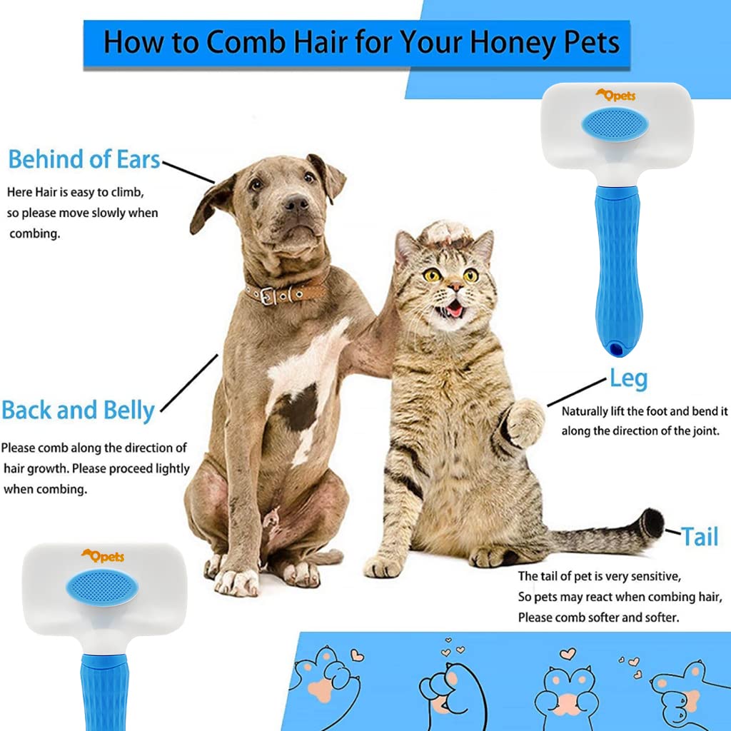 Qpets Slicker Dog Comb for Grooming and Cleaning Loose Fur featuring 7.48 in Head | Blue 2PCS