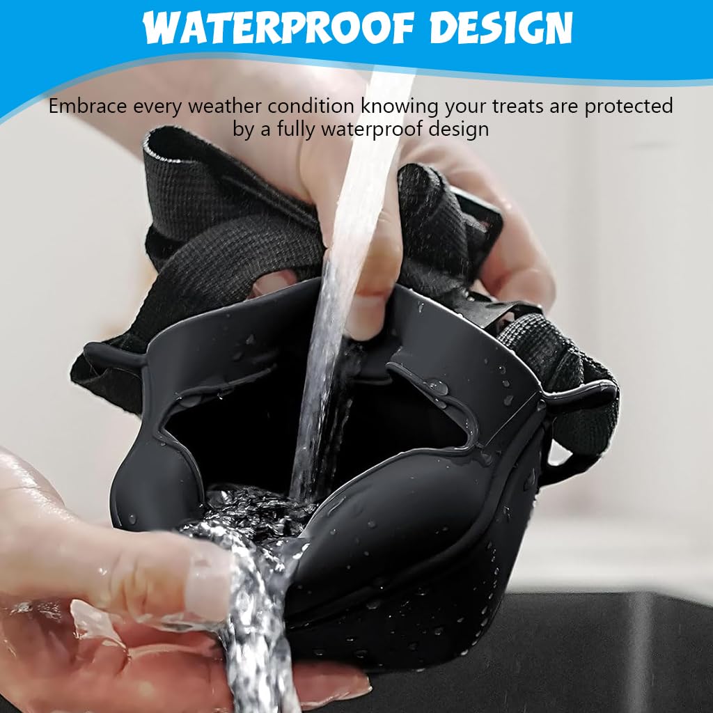 Qpets Dog Treat Pouch for Outdoor Training with Magnetic Closure and Waterproof Silicone | Removable Waist Belt