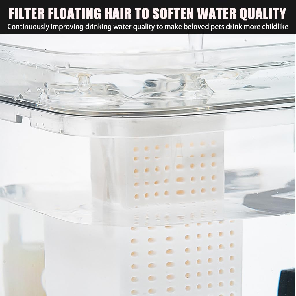 USB Cat Water Fountain 1.5L Cat Drinking Fountain Stylish Faucet Design Transparent Water Tank Silent Auto-Circulation Water Fountain for Pet Food Grade Safe Cat Water Fountain