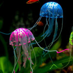 Qpets Realistic Silicone Jellyfish Aquarium Decorations for Fish Tanks featuring Floating Fluorescent Effect | Safe for Freshwater and Saltwater