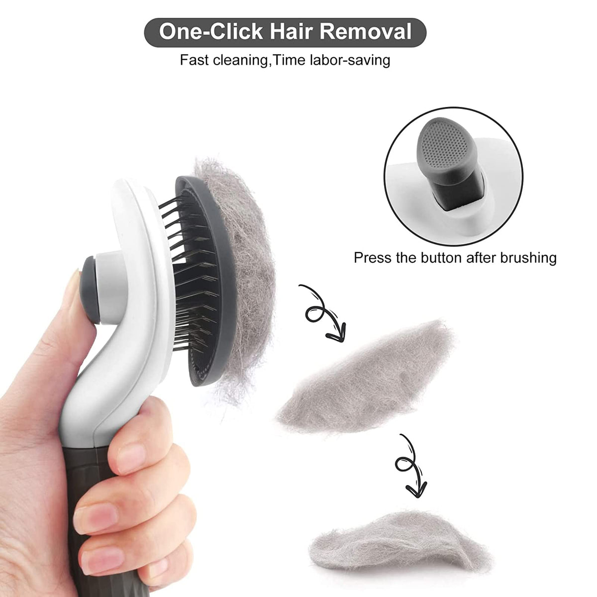 Pet Grooming Brush Daily for Medium Long Hair Dog, Use to Clean Loose Fur & Dirt Great-Grey