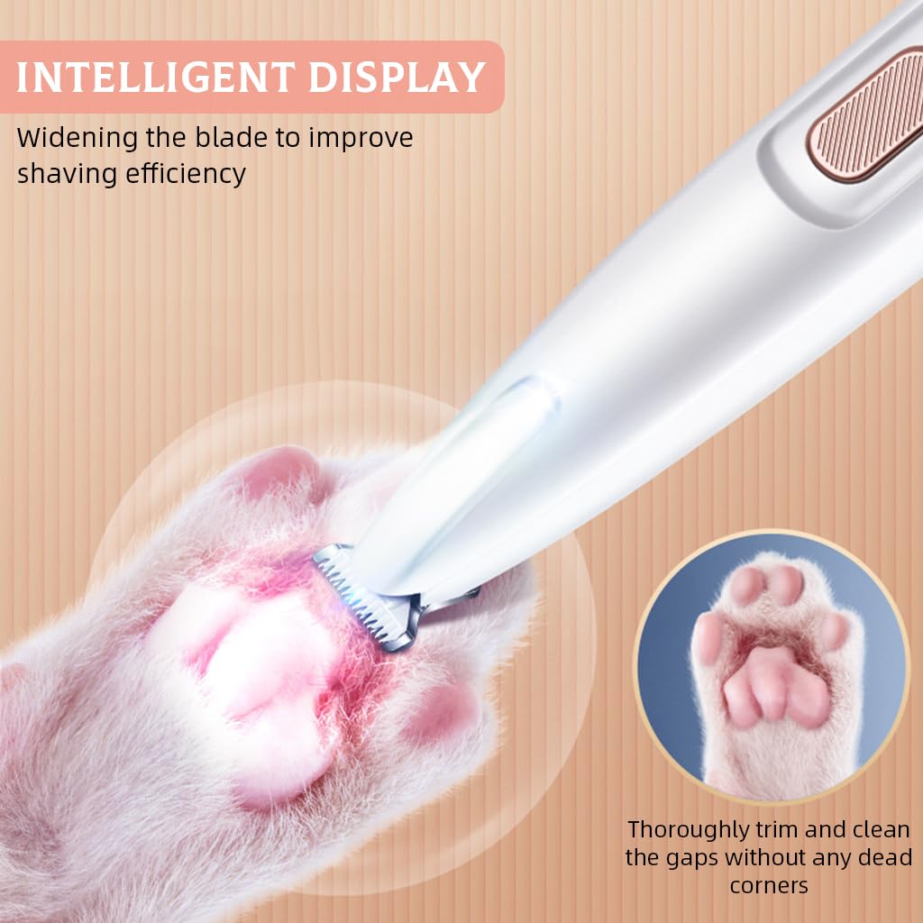 Qpets Dog Paws Hair Trimmer with 18mm Wide Blade and LED Light for Precise Grooming | Waterproof USB Rechargeable Pet Tool