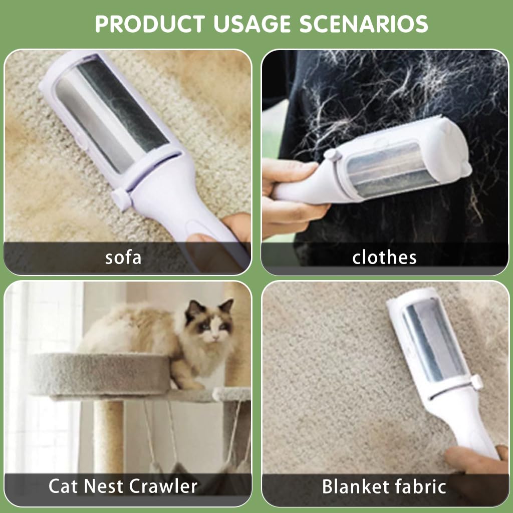 Qpets Dog Grooming Brush for Shedding and Mat Removal with Cleaning Roller and Ergonomic Handle