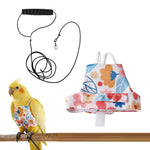 Qpets® Bird Harness and Leash Set for Parrots, Adjustable Escape-Proof Shoulder Strap Parrot Harness with Hook & Loop, 51 Inch Elastic Training Cord - Safe Flight Suit for Small Medium Birds, L