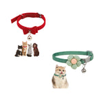 Qpets Cat Collar Combo with Bell and Breakaway Buckle featuring 33.5CM Velvet Red Design | Adjustable Gift Set for Small and Medium Cats