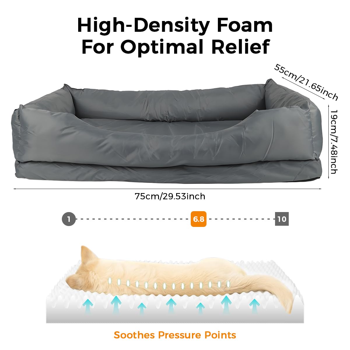 Qpets Dog Couch for Small and Medium Pets featuring Anti Slip Base and 210 Oxford Cloth Waterproof Cover 75x55x19cm