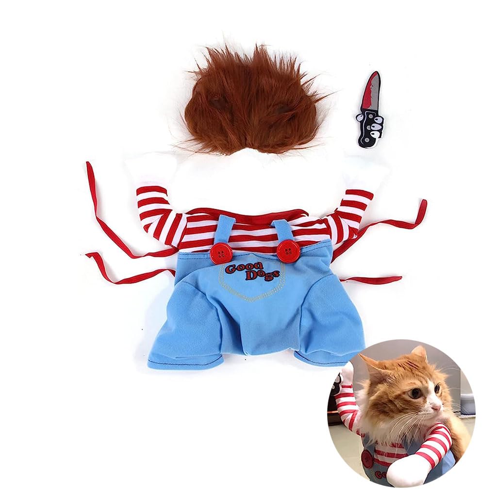 Pet Dog Clothes Hairpiece Costume Set, Funny Dog Clothes Deadly Doll Cosplay Costume for Halloween Party Funny Costume Dog Clothes Party Costume Dog Dress for Large Dogs Male (Size L)