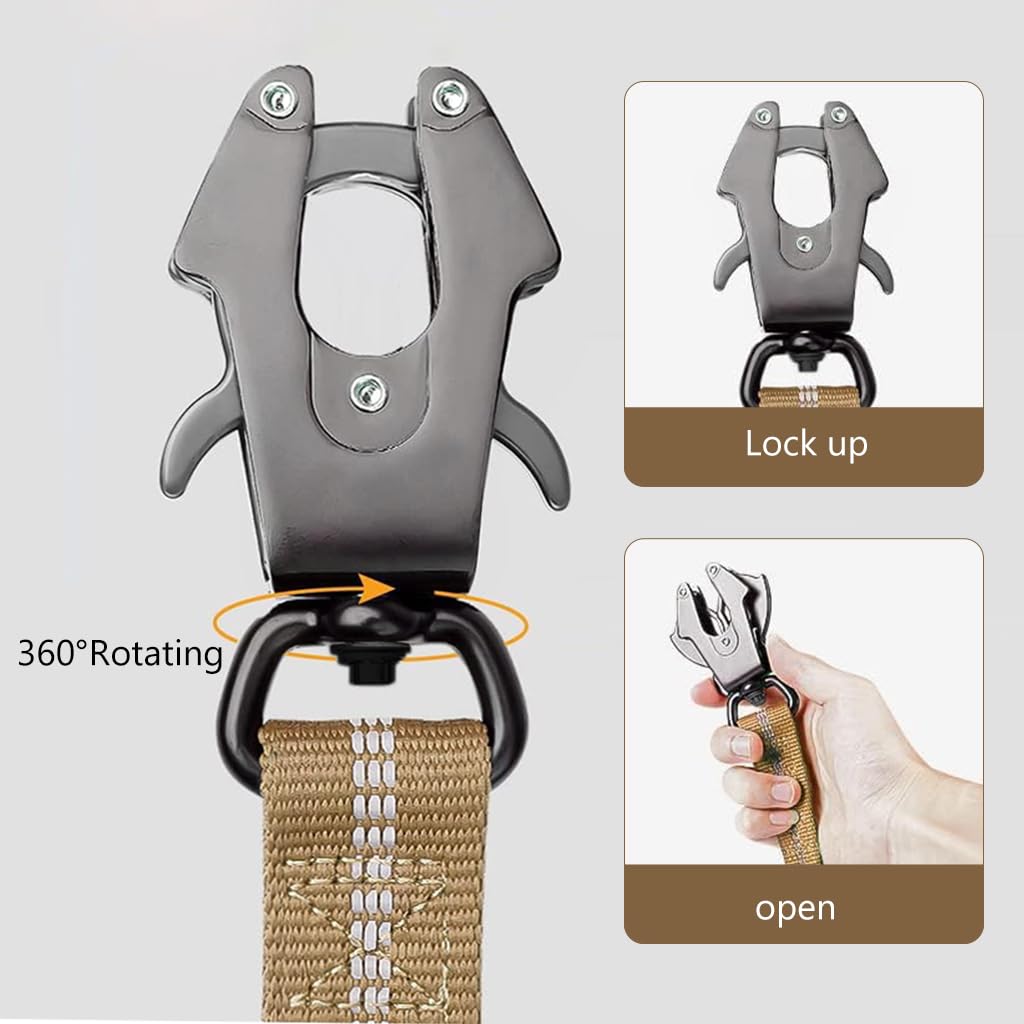 Qpets® Bungee Dog Leash with Dual Handles 47-70 Inches Stretchy Tactical Bungee Dog Leash with Secure 360 ° Swivel Locking Clasp & Seat Belt InsertDog Leash Bungee for Walking, Driving with Dog