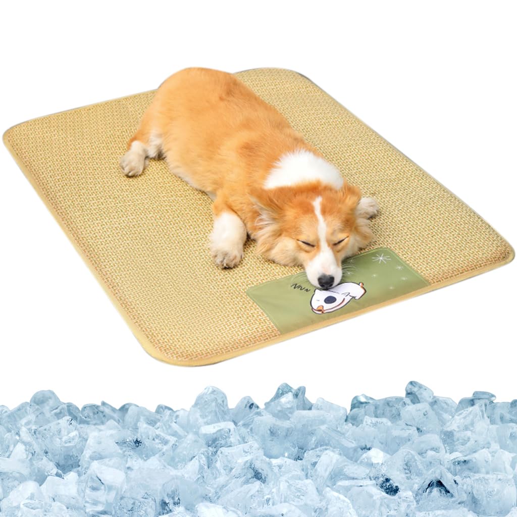 Qpets Dog Cat Summer Sleeping Pad 75×100 cm with Anti‑Slip Waterproof Bottom and Rattan Surface