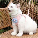 Cat Vest Harness with 1.2m Leash, Adjustable Cat Harness with Quick Release Buckle Breathable Fabric Cute Cat Harness (Min 2KG - Max 5KG)