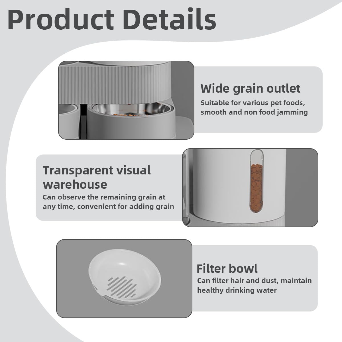 Qpets Dog Cat Feeder for Automatic Food and Water with 2.3L Capacity | No Jam Design