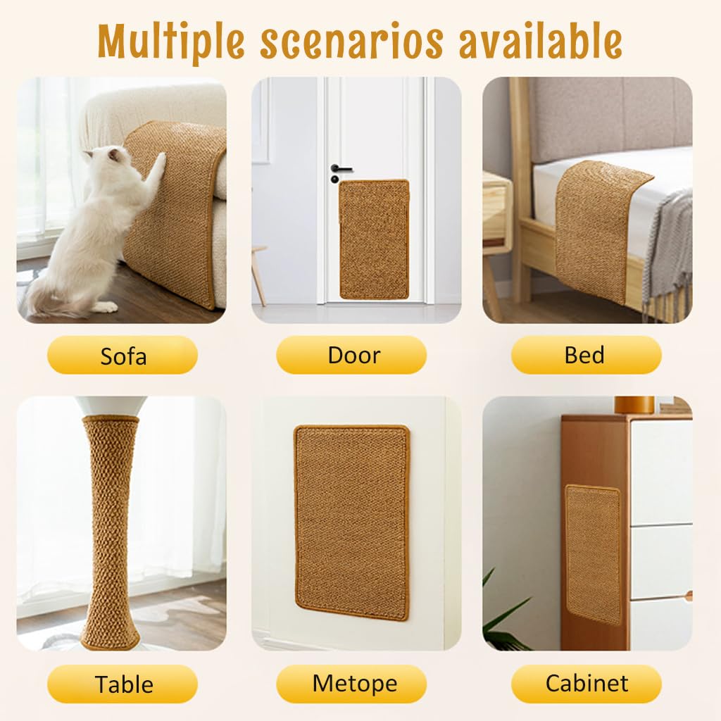 Cat Scratcher Mat 30 x 60 cm Sisal Hemp Cat Scratcher Mat Anti-Slip Cat Scratcher Floor Pad Cat Bed Liner Durable Sisal Hemp Cat Scratcher Mat Sofa Protection