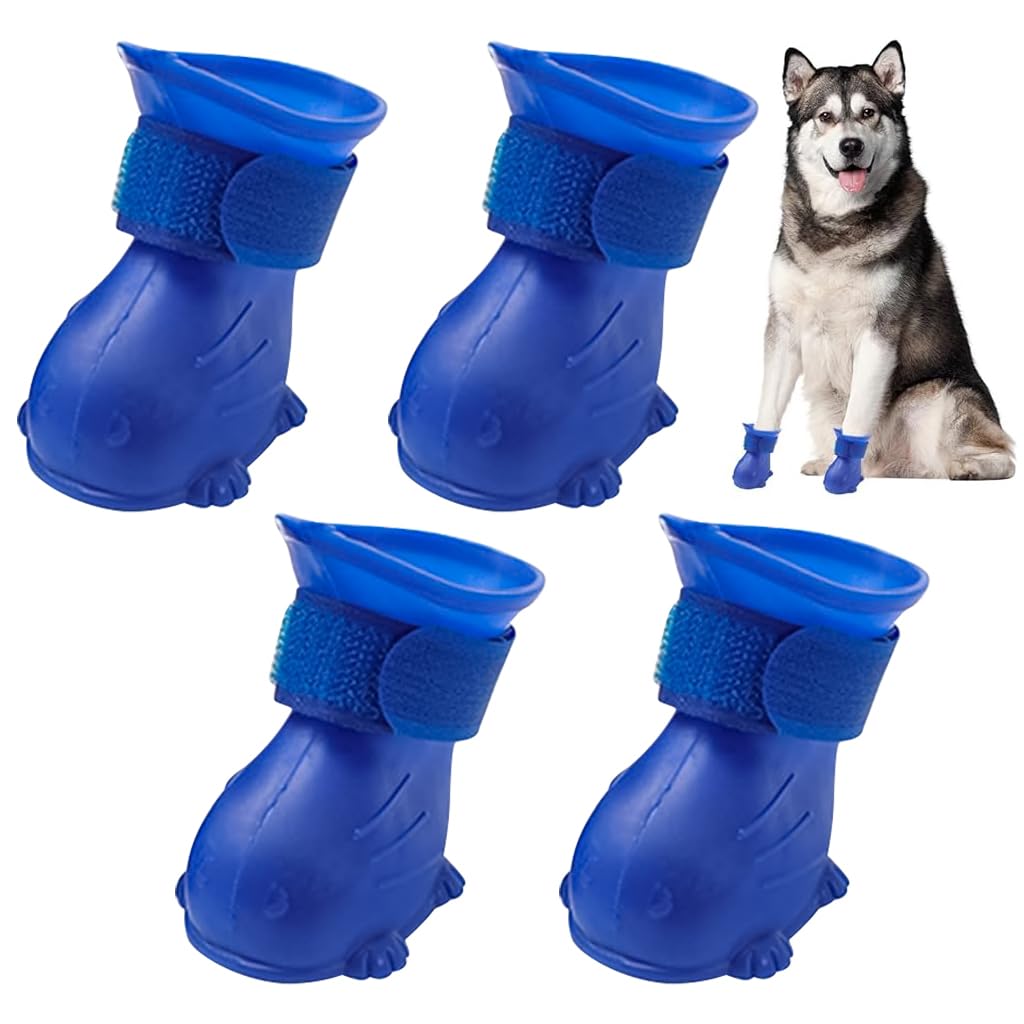 Qpets TPE Pet Rain Shoes for Dogs with Anti Slip Soles 6x4.5cm | Adjustable Fit and Paw Protection