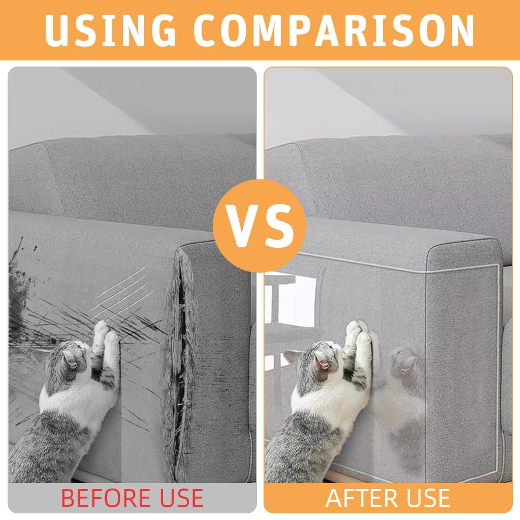 Qpets Cat Scratcher Pad for Wall Cabinet Couch and Floor 45x100cm 2PCS | Clear PVC Self-Adhesive Protector