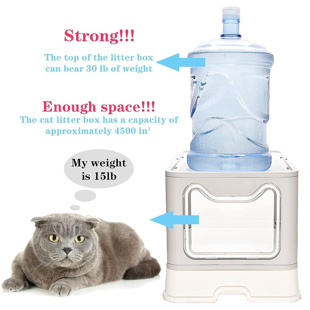 Oversized Enclosed Cat Litter Box with Odor Door, Foldable cat Litter Tray, Drawer Design Litter Box for Cats Large Size Anti Spill Easy to Clean Up(51*41*38CM)