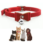 Qpets® Cat Collar, Adjustable Cat Belt, Strong Breakaway Buckle Cat Collar with Bell, Velvet Neck Strap Cats Collar Soft Plush Collar Cat Gift (Total Length 36CM/14.17in)