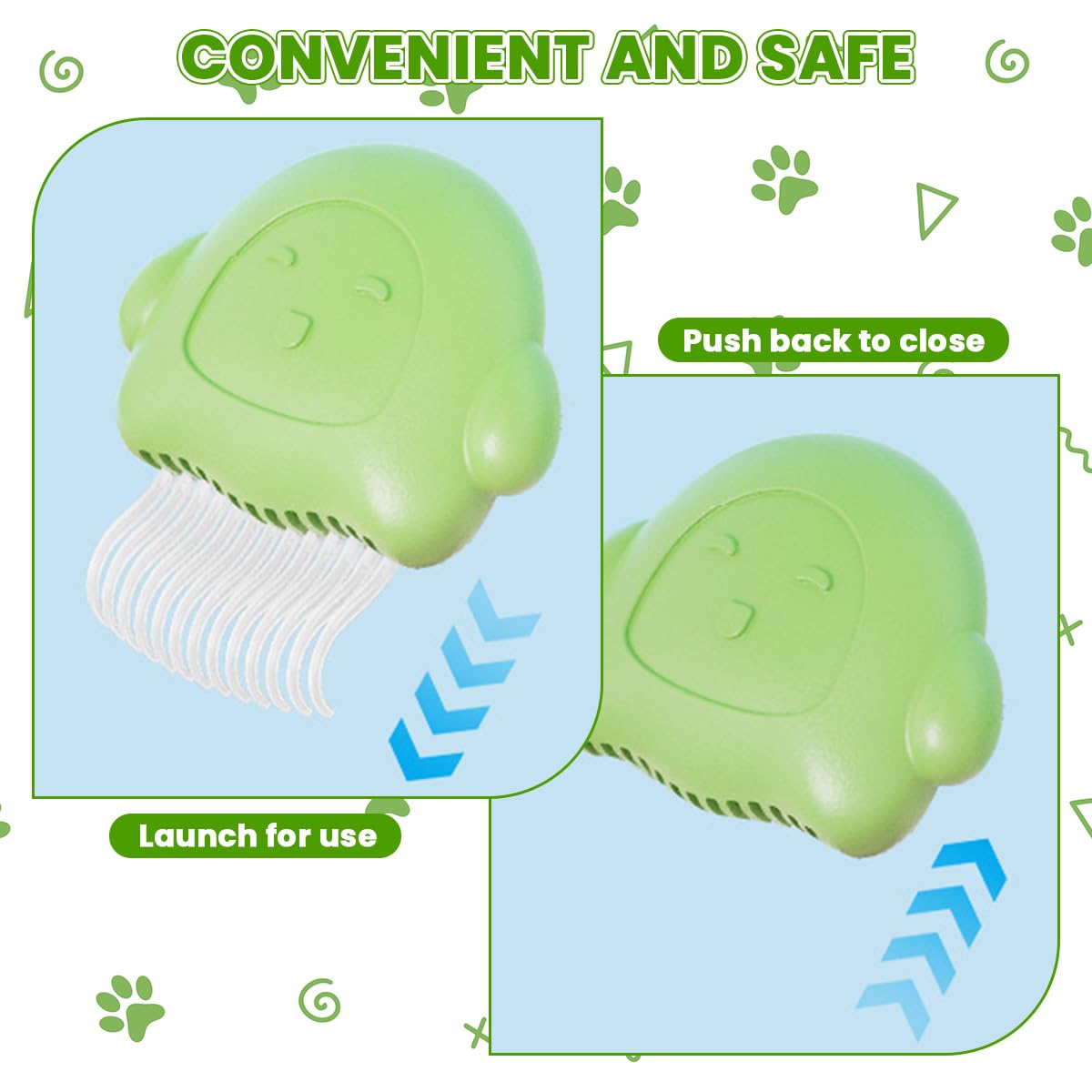 Qpets Cat Grooming Brush for Sensitive Cats with 13 Curved Blunt Bristles & ABS Handle | Gentle Hair Remover