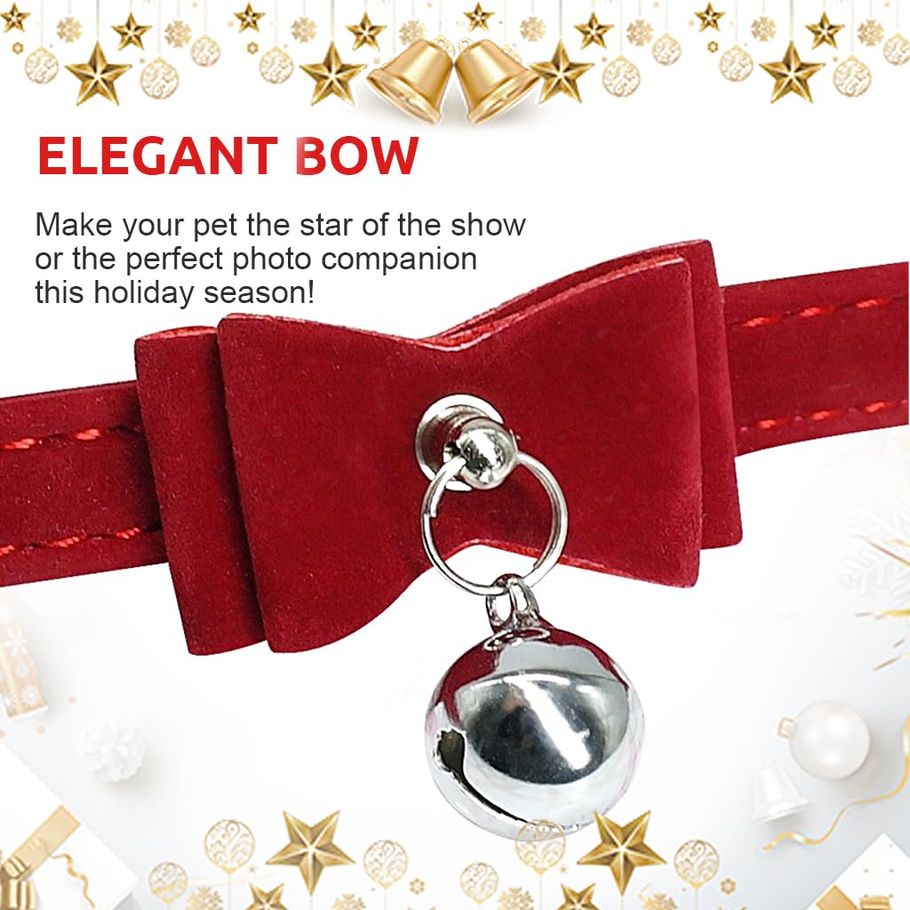 Qpets® Cat Collar, Adjustable Cat Belt, Strong Breakaway Buckle Cat Collar with Bell, Velvet Neck Strap Cats Collar Soft Plush Collar Cat Gift (Total Length 36CM/14.17in)
