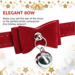 Qpets® Cat Collar, Adjustable Cat Belt, Strong Breakaway Buckle Cat Collar with Bell, Velvet Neck Strap Cats Collar Soft Plush Collar Cat Gift (Total Length 36CM/14.17in)