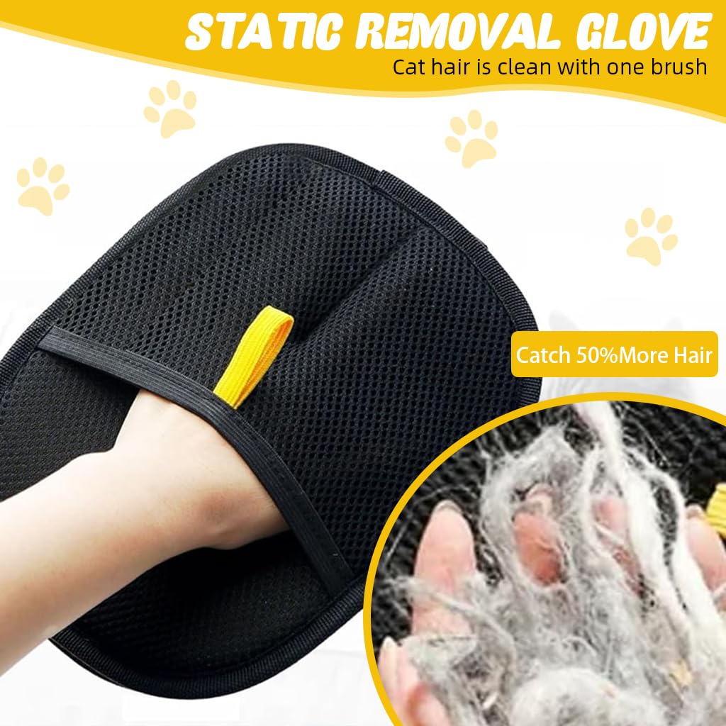 Qpets® Pet Hair Removal Gloves Static Pet Hair Catcher Pet Hair Removal Mitt, 9.85x8.46inches