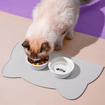 Qpets Pet Feeding Mat for Dogs and Cats with Raised Edge Tray 44x24cm 3 pcs Silicone Grey