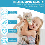 Qpets Cat Collar with Bell featuring Quick Release Buckle and Adjustable 19–32cm Fit | Soft Blue Plush with Crochet Flower
