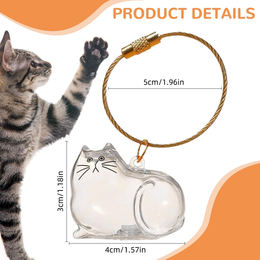 Qpets Cat Fur Keepsake Charm for Bags and Keyrings with Clear Capsule Bottle | Gift for Cat Lovers