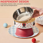 Qpets Elevated Cat Dog Bowl with Non Slip Base and 10.5cm Height | Stainless Steel Feeder