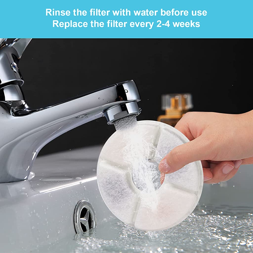 Qpets Cat Water Fountain Filter Replacement 12PCS for 81OZ 2.4L Fountain with Triple Filtration System | Activated Carbon Washable Filters