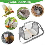Qpets Parrot Carrier Bag for Travel with Ventilated Mesh and Transparent Window | PC and Nylon Pet Transport with Tray and Perch Stick