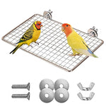 Qpets Mesh Wire Bird Perch for Cage 20x15cm with Flexible Screw Fixing and Stainless Steel Platform