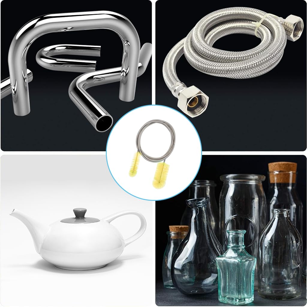 Qpets Dual Head Pipe Cleaning Brushes for Aquarium and Drain | 61 in Flexible 304 Stainless Steel Core