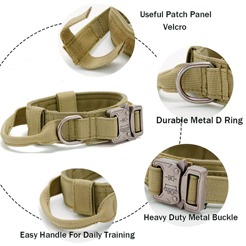 Qpets Dog Collar for Large Dogs with Quick Release Metal Buckle and Strap Handle 20.5–25 in