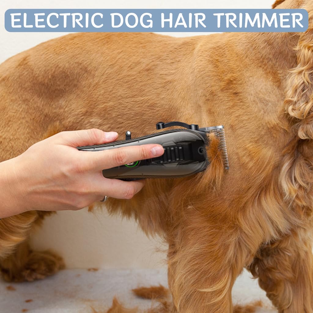Qpets® Electric Dog Hair Trimmer Kit Cordless USB Dogs Hair Trimmer Pet Hair Trimmer Kit with Hair Scissors, Nail Cutter, Nail File, Steel Comb, Dog Grooming Kit with Accessories