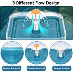 Qpets Cat Water Fountain with 2.2L Capacity and Ultra Silent Pump | Cute Flower Design Green