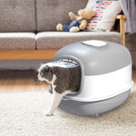 Qpets Cat Litter Box for Large Cats with 180 Degree Flip Lid and UV Sterilization Light | 40×56×40 cm Enclosed Design