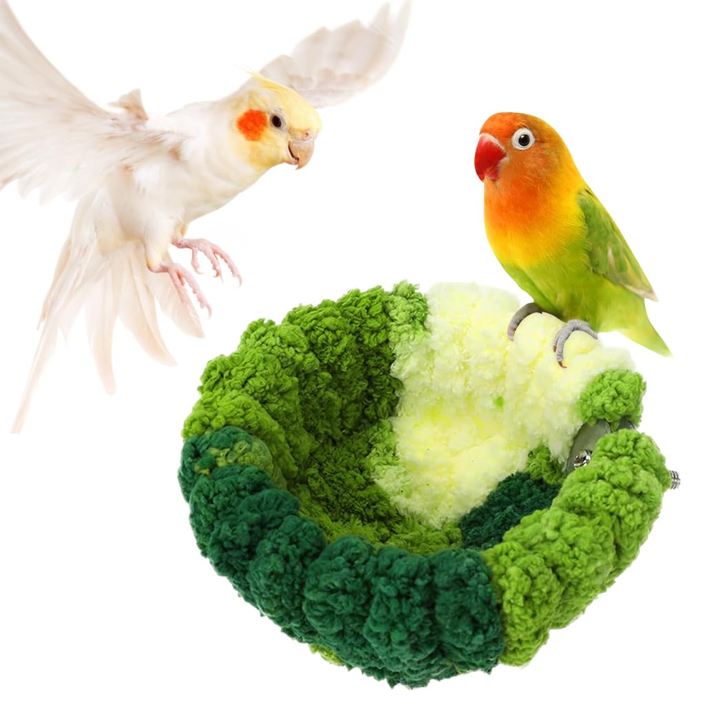 Qpets Bird Nest for Cage with Screw Mounted Design and Soft Plush Material | 17.5×8.5 cm Small Parrot Bed