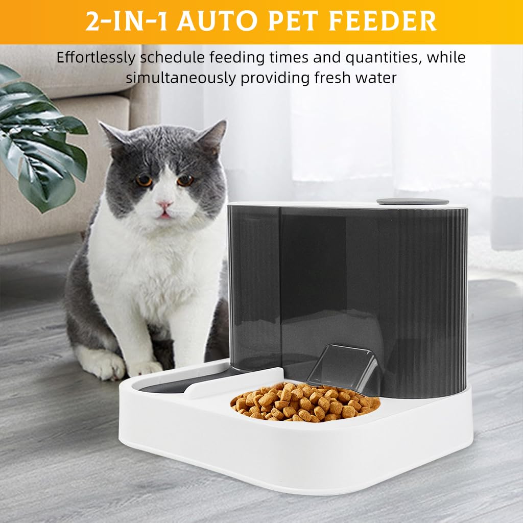 Qpets Auto Pet Feeder for Cats and Dogs with 2.2L Feed and 1.5L Water Tank featuring Built in Filtration System and Transparent Food Grade PP Cabin
