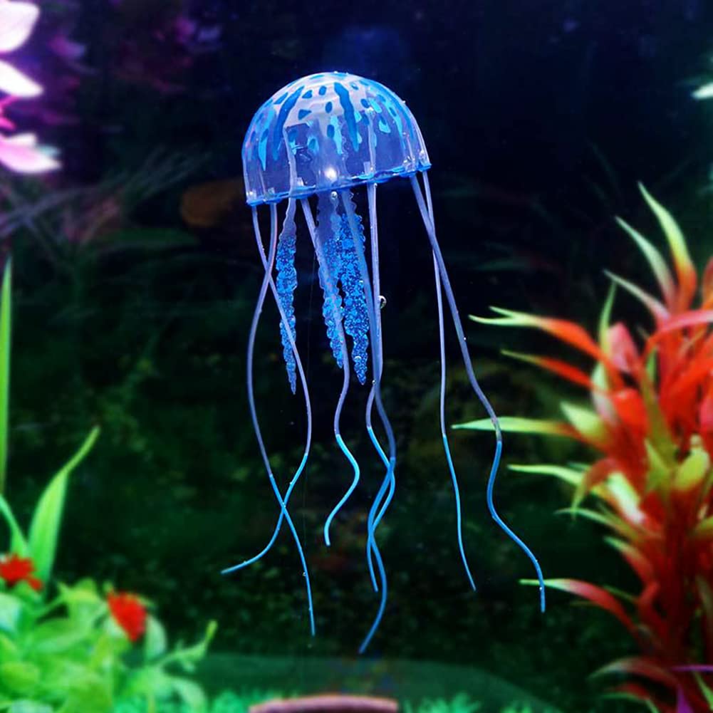 Qpets Jellyfish Ornament for Aquarium Fish Tank featuring 9PCS Floating Silicone Decor