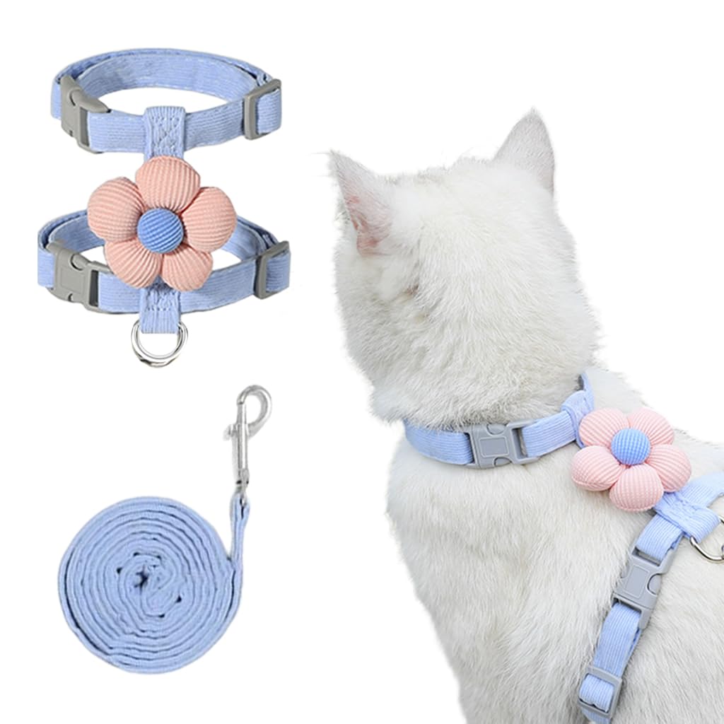 Qpets Cat Harness with Leash for Outdoor Walking featuring Dual Loop Design | 120 cm Leash and Quick Release Buckle