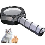 Qpets Cat Playpen for Indoor and Outdoor Use with 100cm Tunnel and 120cm Mesh Roof | Collapsible Ventilated Design