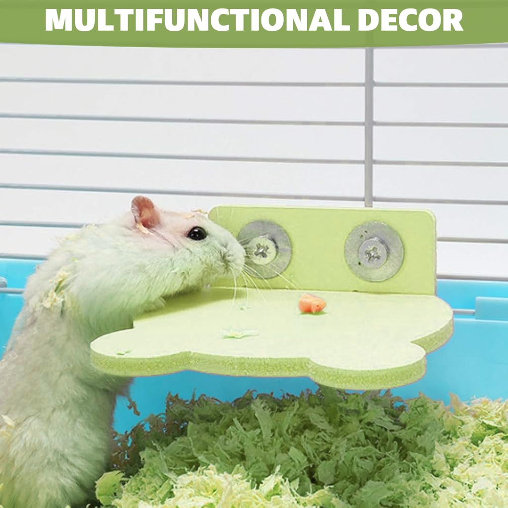 Qpets Hamster Standing Board for Cage 15x10x1.5cm featuring Screw-Fixed PVC Platform | Cartoon Pet House Decor