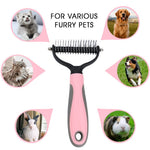 Qpets® About Space Pet Grooming Comb, Double Side Dematting and Tangle Removing, Undercoat Rake for Cats & Dogs, Pink/Blue Assorted Color