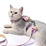 Cat Harness and Leash Set, Outdoor Harness for Cat with Quick Release Buckle Adjustable Cat Harness for Small Cats, Lightweight Soft Walking Travel Petsafe Harness