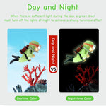 Qpets Aquarium Floating Cartoon Diver Decorations for Fish Tanks with Night Glow Resin 3×7cm | Adjustable Floating Design