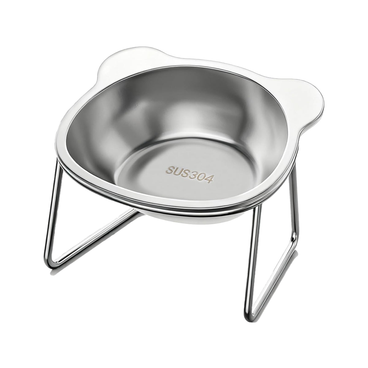 Qpets® Raised Cat Bowl with Stand, SUS304 Stainless Steel Cat and Dog Food Bowl Removable Pet Food and Water Bowl 15 Degree Tilting Angle, Non Slip Pet-Friendly Feeding Bowl for Cats and Small Dogs