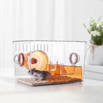 Qpets Hamster Cage Playhouse with Water Feeder and Exercise Wheel | Clear Acrylic for Small Pets