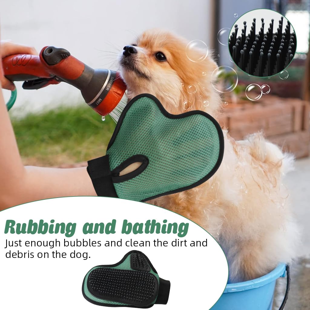 Qpets Pet Grooming Glove for Dogs & Cats with Soft Rubber Bristles and Breathable Mesh | Easy Hair Removal and Massage